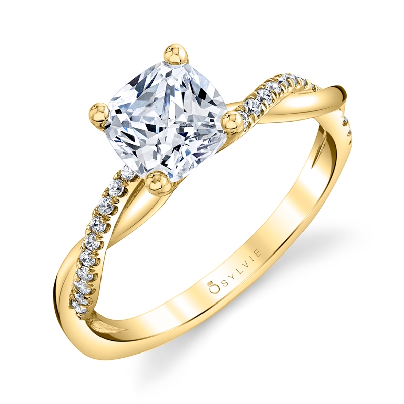 Sylvie Cushion Cut Diamond Spiral Engagement Ring - Yasmine