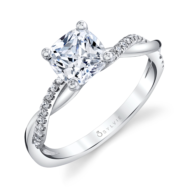 Sylvie Cushion Cut Diamond Spiral Engagement Ring - Yasmine