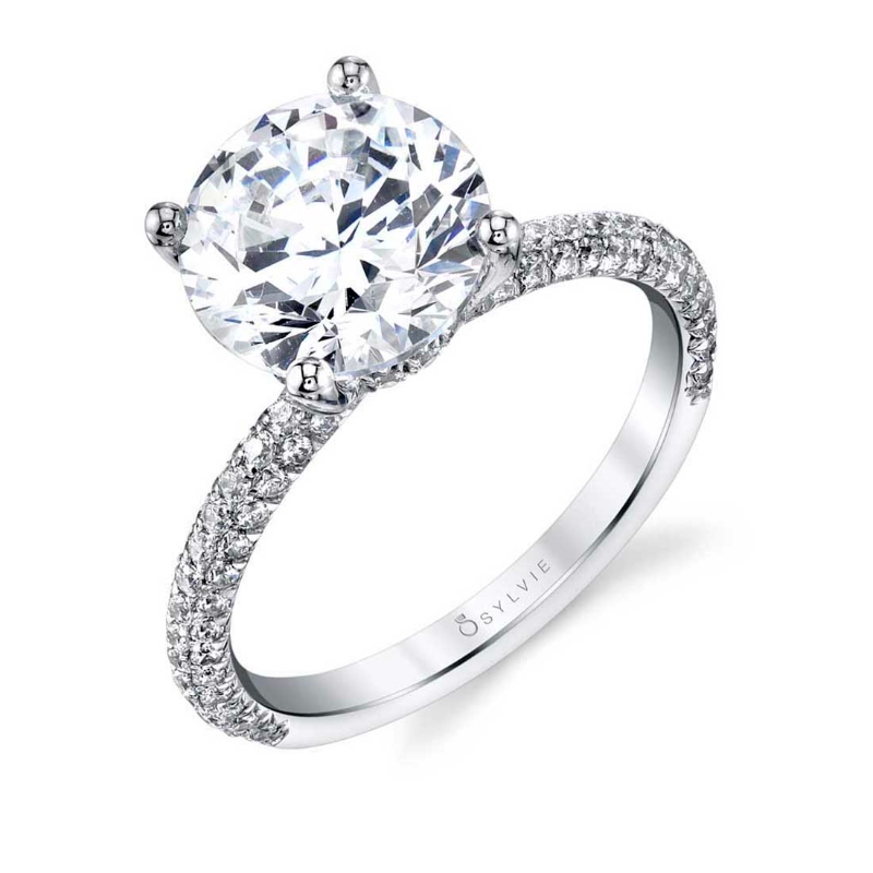 Sylvie Round Cut 3 Carat Classic Pave Engagement Ring - Jayla