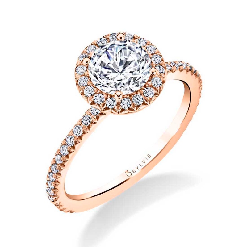 Sylvie Round Cut Classic Halo Engagement Ring - Vivian