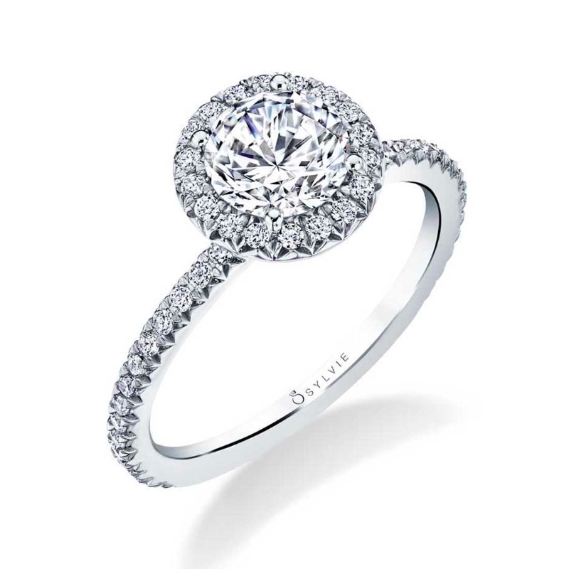 Sylvie Round Cut Classic Halo Engagement Ring - Vivian