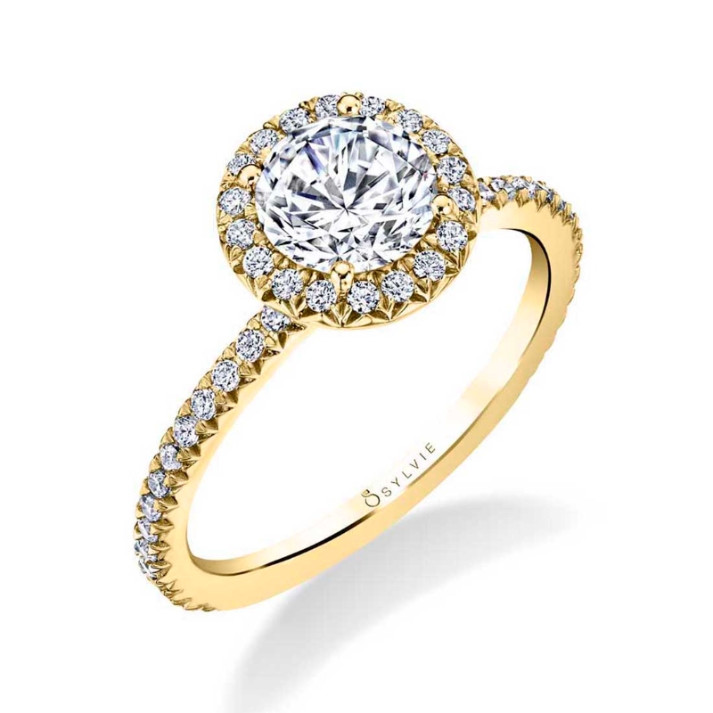 Sylvie Round Cut Classic Halo Engagement Ring - Vivian