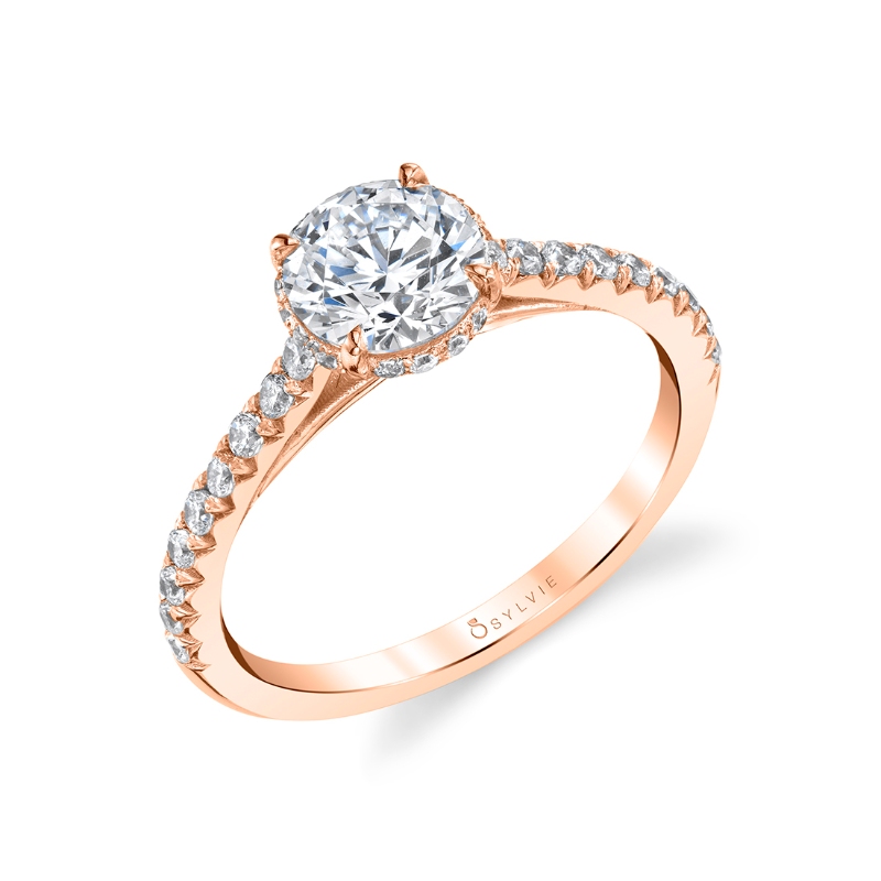 Sylvie Round Cut Classic Hidden Halo Engagement Ring - Harmonie