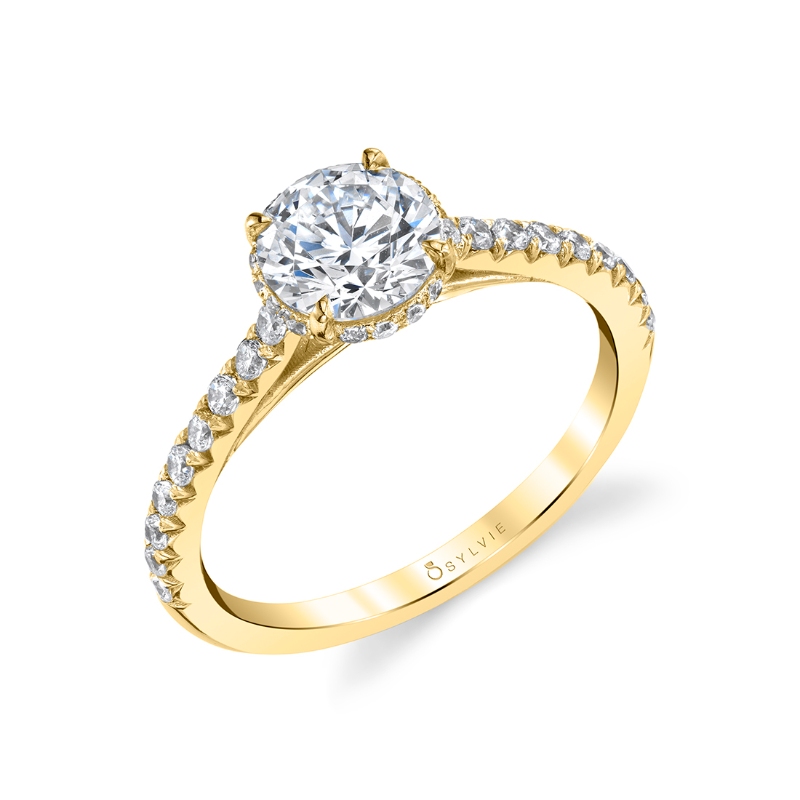 Sylvie Round Cut Classic Hidden Halo Engagement Ring - Harmonie