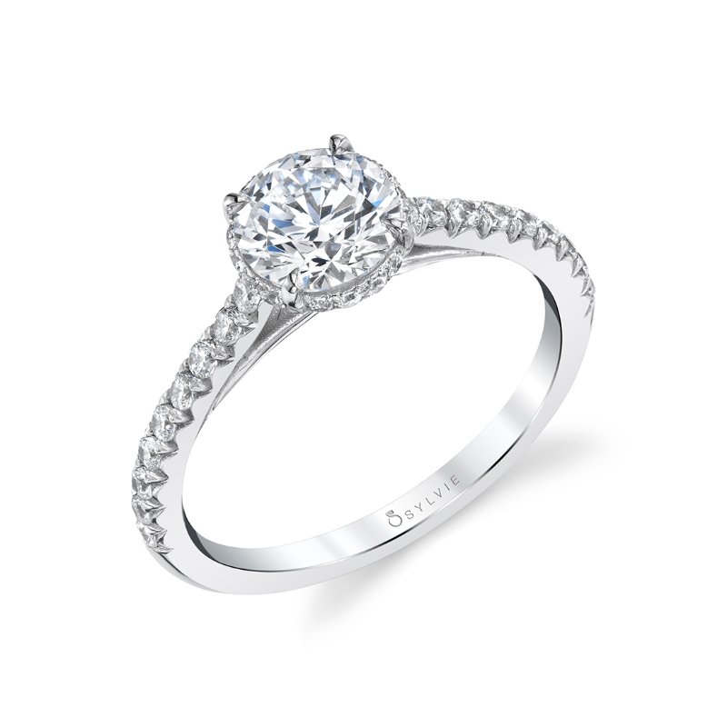 Sylvie Round Cut Classic Hidden Halo Engagement Ring - Harmonie