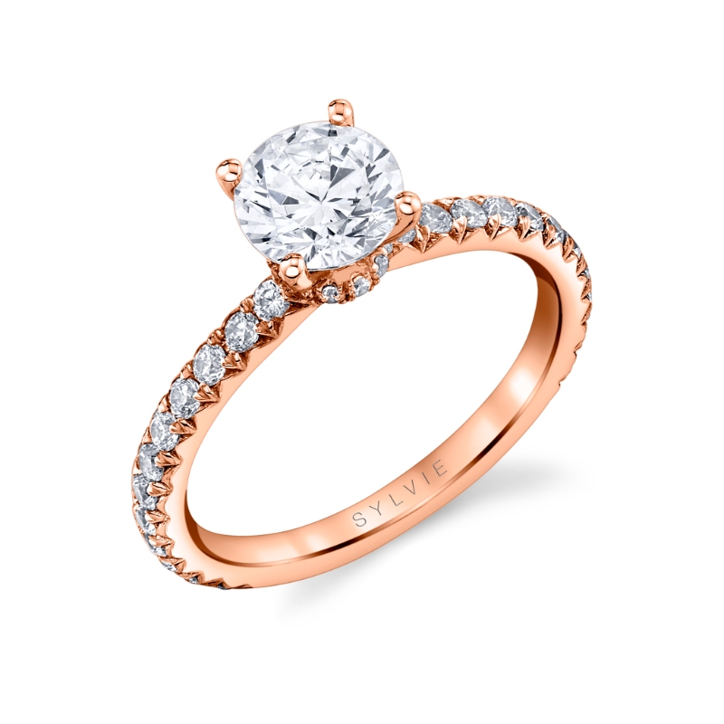 Sylvie Round Cut Classic Hidden Halo Collar Engagement Ring - Nova