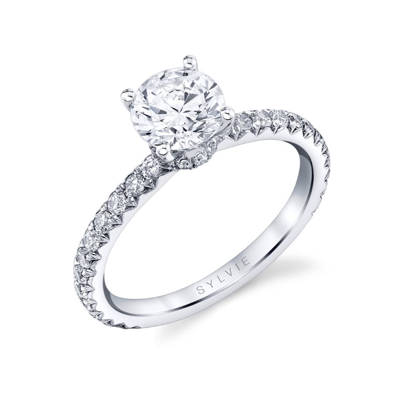 Sylvie Round Cut Classic Hidden Halo Collar Engagement Ring - Nova