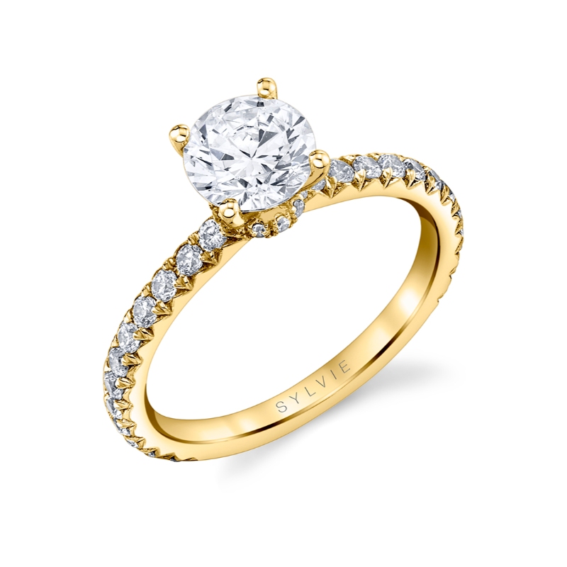 Sylvie Round Cut Classic Hidden Halo Collar Engagement Ring - Nova