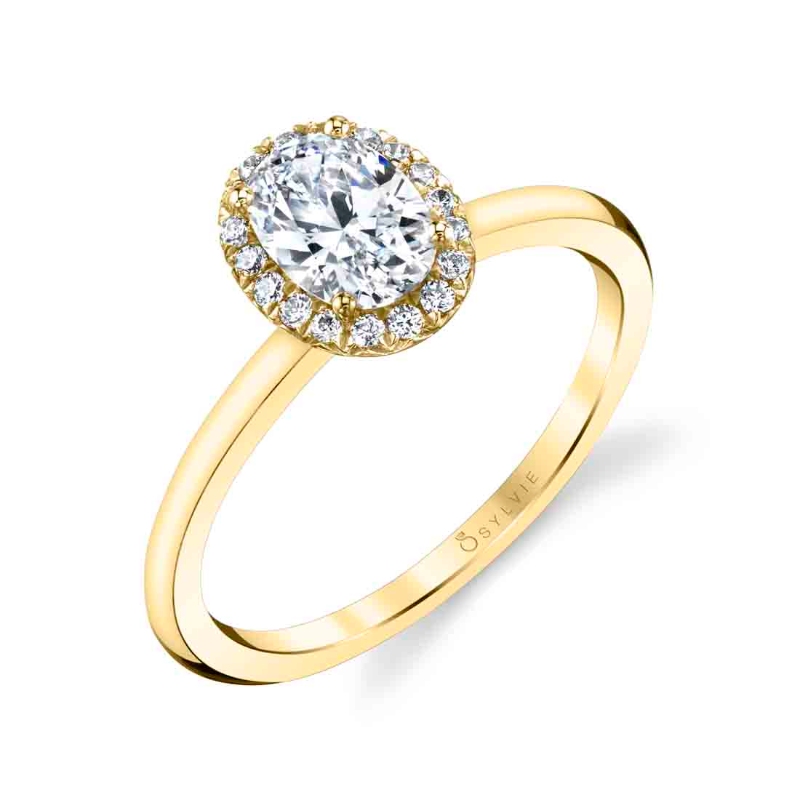 Sylvie Oval Cut Solitaire Halo Engagement Ring - Elsie