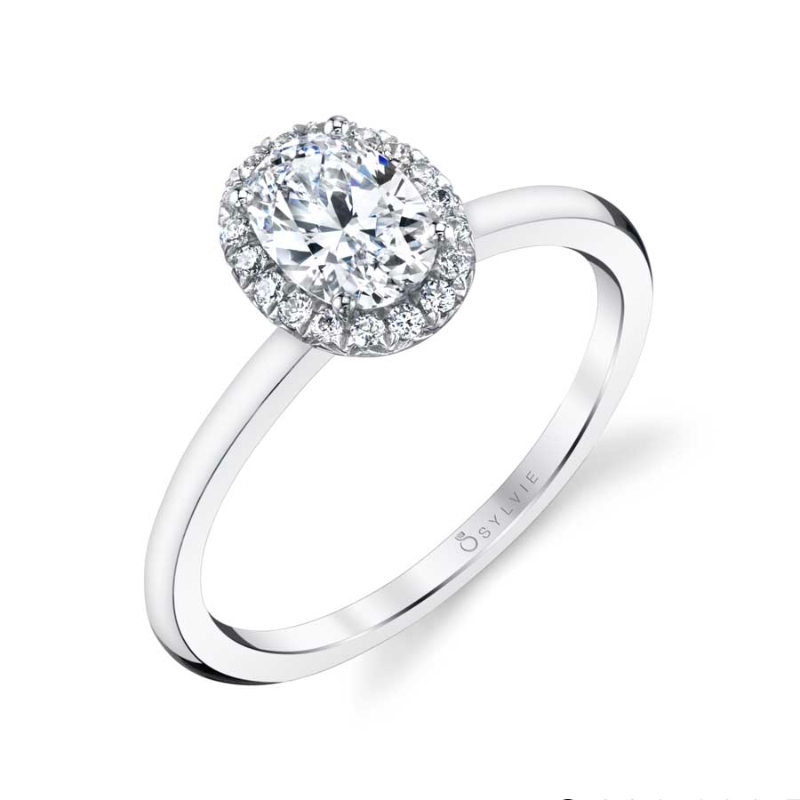 Sylvie Oval Cut Solitaire Halo Engagement Ring - Elsie