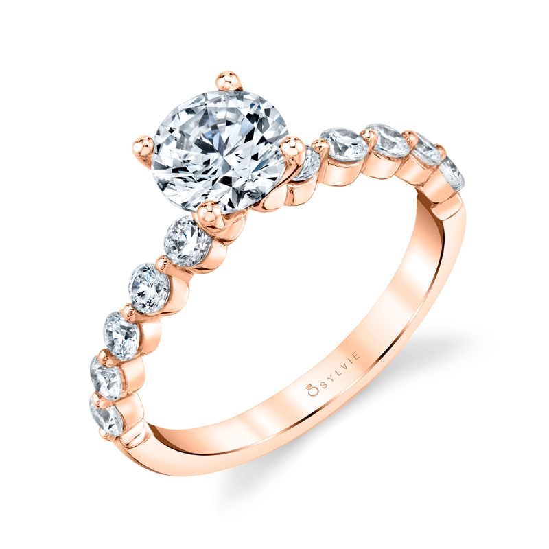 Sylvie Round Cut Single Prong Engagement Ring 0.50 CT - Karol