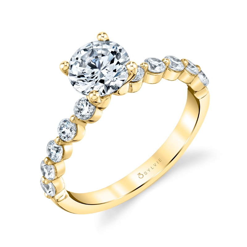Sylvie Round Cut Single Prong Engagement Ring 0.50 CT - Karol