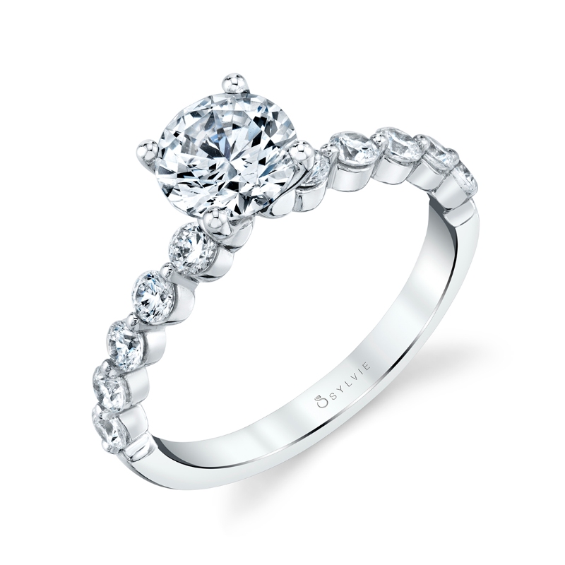 Sylvie Round Cut Single Prong Engagement Ring 0.50 CT - Karol