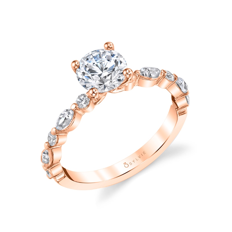Sylvie Round Cut Unique Engagement Ring - Felicity
