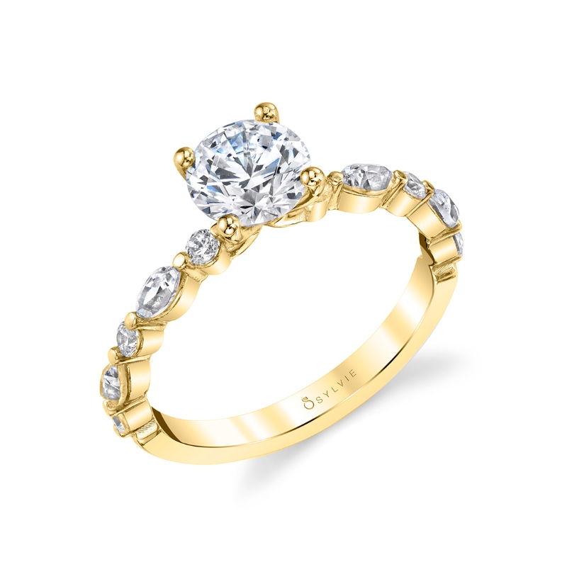 Sylvie Round Cut Unique Engagement Ring - Felicity