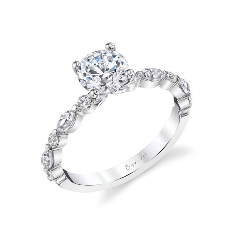 Sylvie Round Cut Unique Engagement Ring - Felicity
