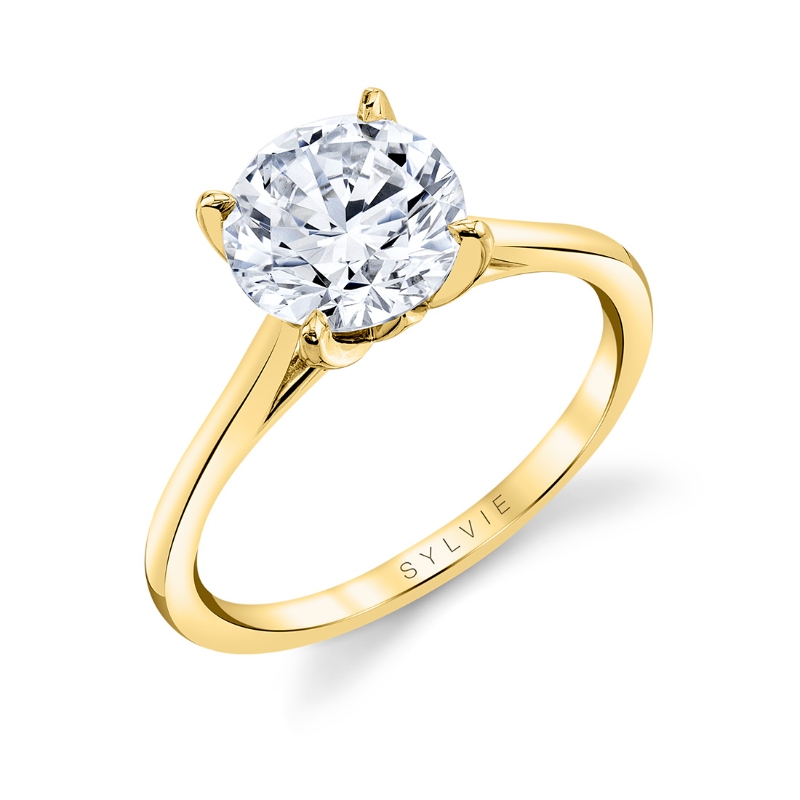Sylvie Tulira Solitaire Petal Prong Engagement Ring - Amber