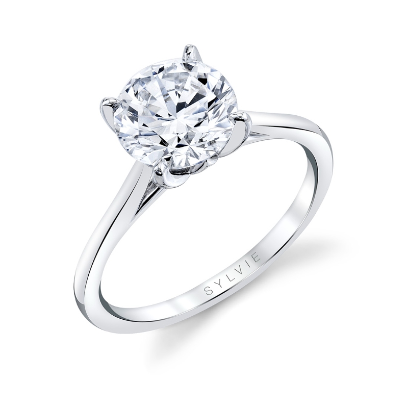Sylvie Tulira Solitaire Petal Prong Engagement Ring - Amber