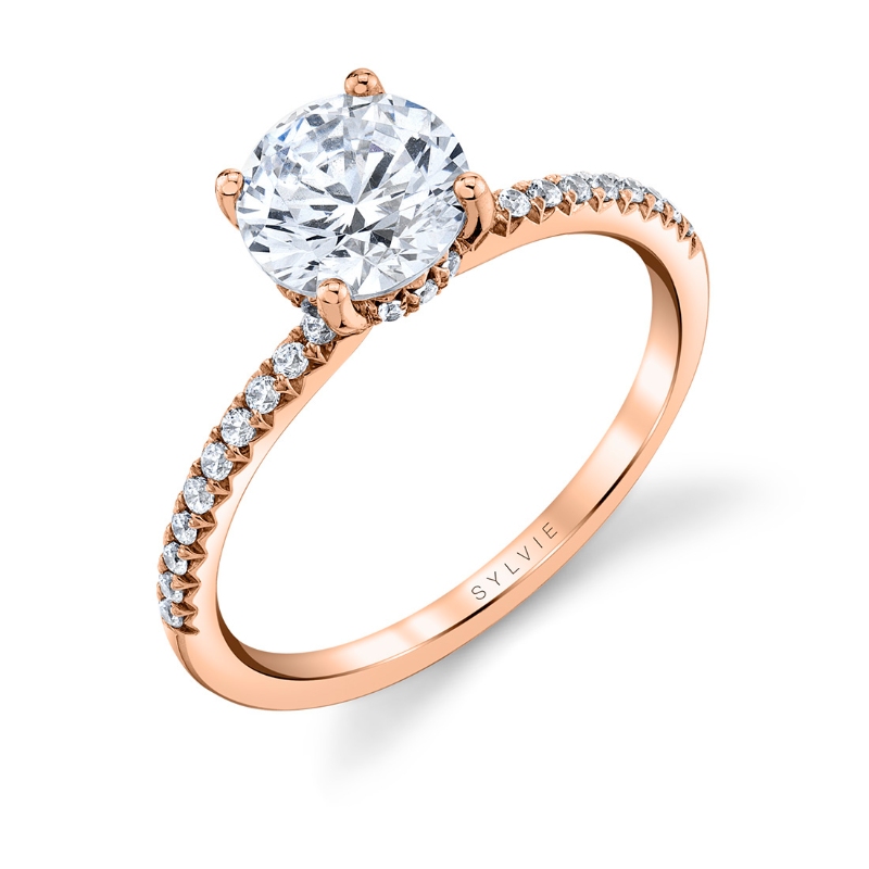 Sylvie Round Cut Classic Hidden Halo Engagement Ring - Blythe