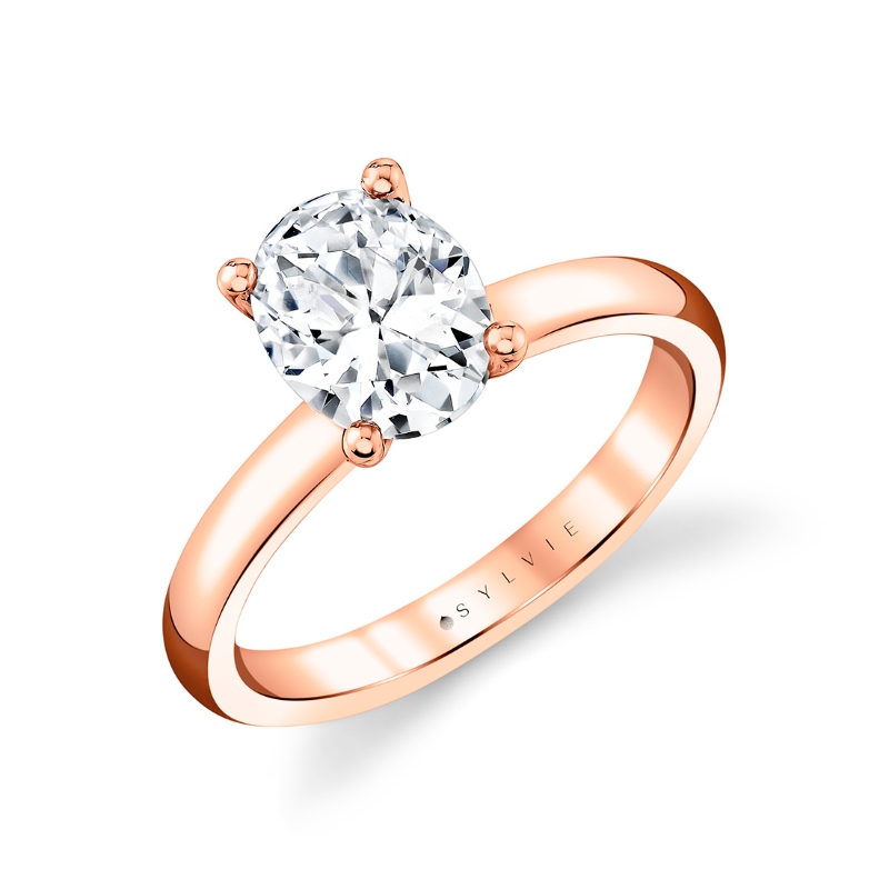 Sylvie Oval Cut Wide Band Solitaire Engagement Ring - Demitra