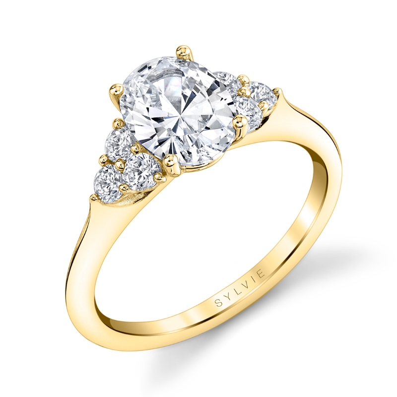 Sylvie Oval Cut Engagement Ring With Side Stone Clusters - Skylar