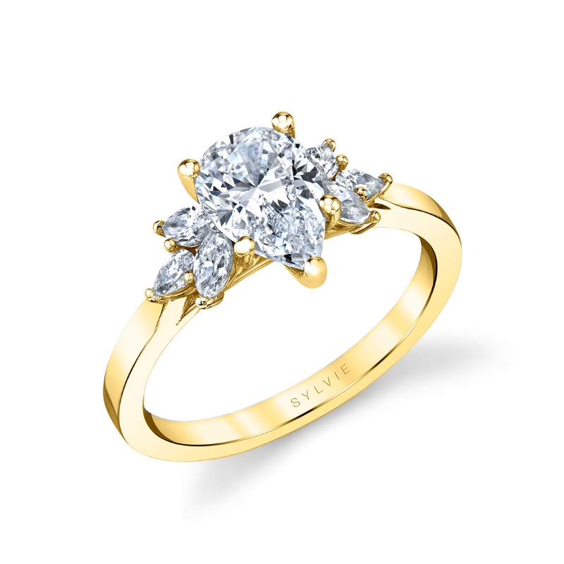Sylvie Pear Cut Multi Side Stone Engagement Ring - Darby