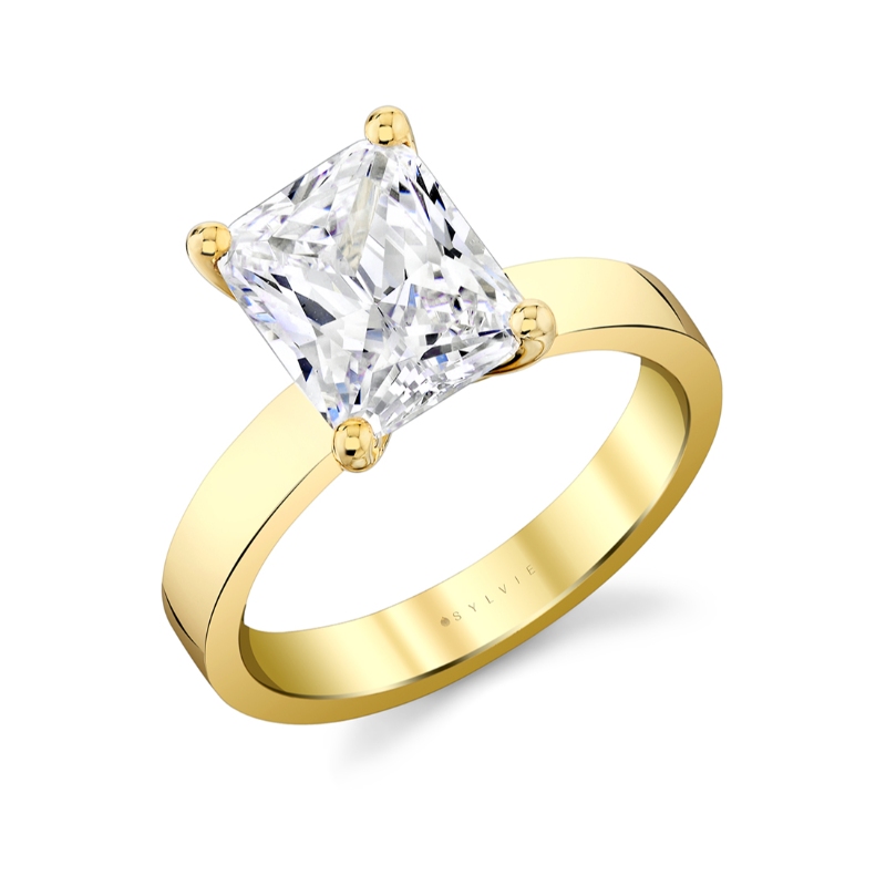 Sylvie Radiant Cut Flat Edge Solitaire Engagement Ring - Vesta