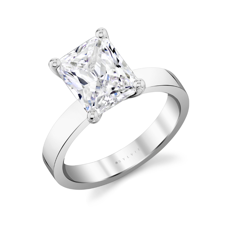 Sylvie Radiant Cut Flat Edge Solitaire Engagement Ring - Vesta