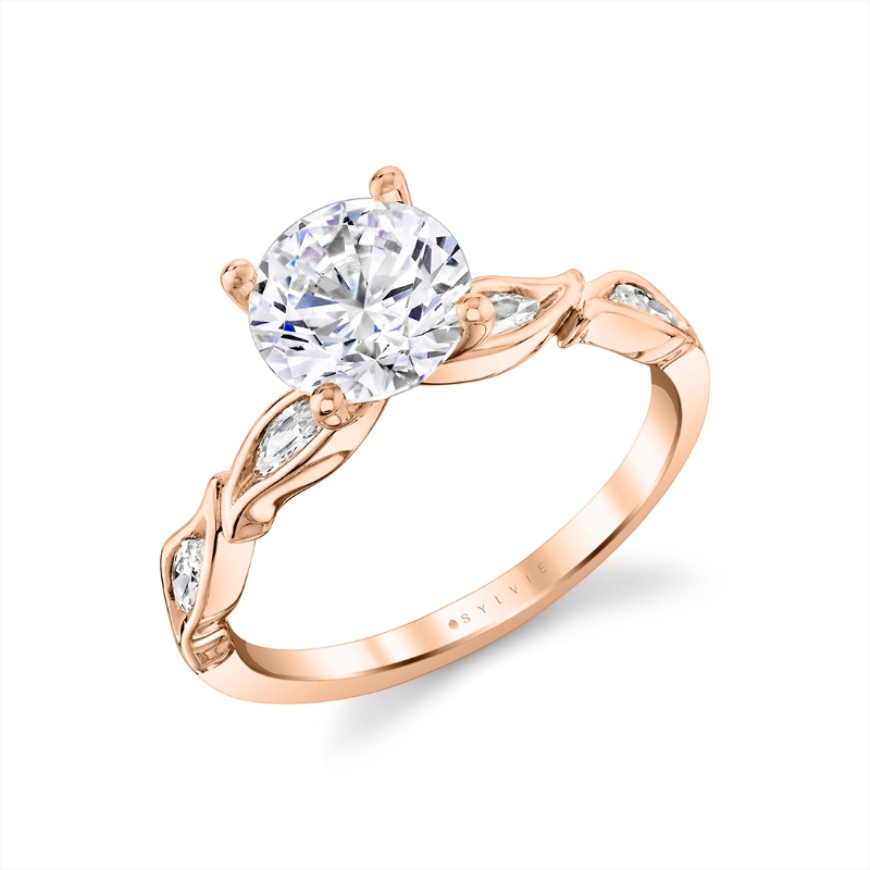 Sylvie Tulira Leaf Marquise Diamond Engagement Ring - Valeria