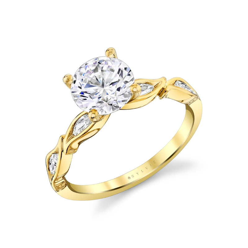 Sylvie Tulira Leaf Marquise Diamond Engagement Ring - Valeria