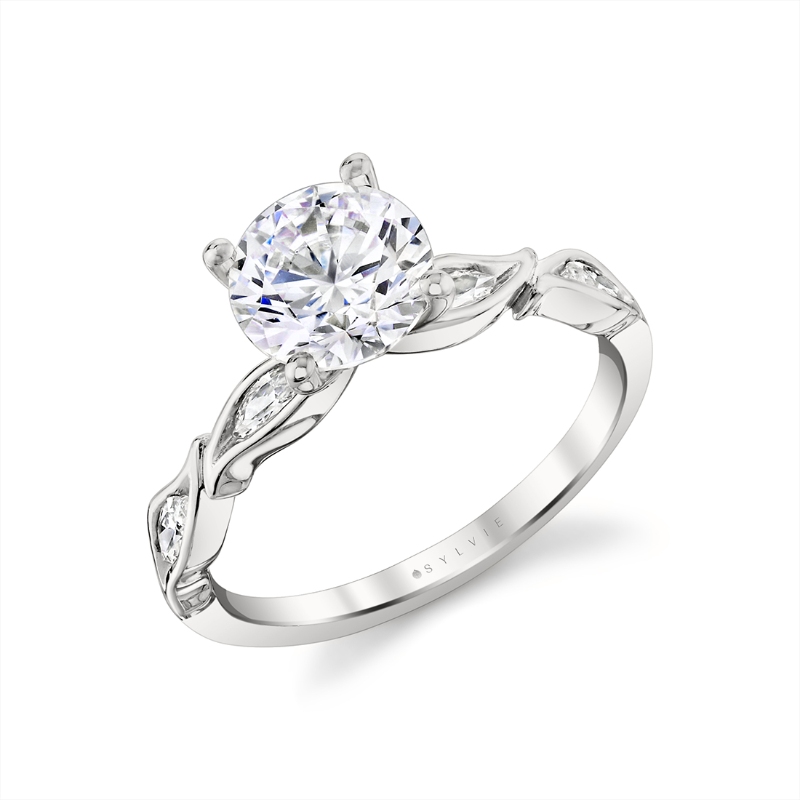 Sylvie Tulira Leaf Marquise Diamond Engagement Ring - Valeria