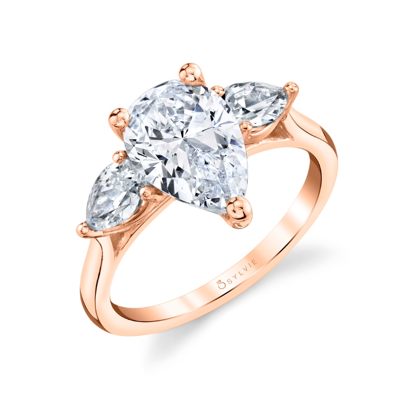 Sylvie Pear Shaped 1.5 Ct Three Stone Engagement Ring - Martine