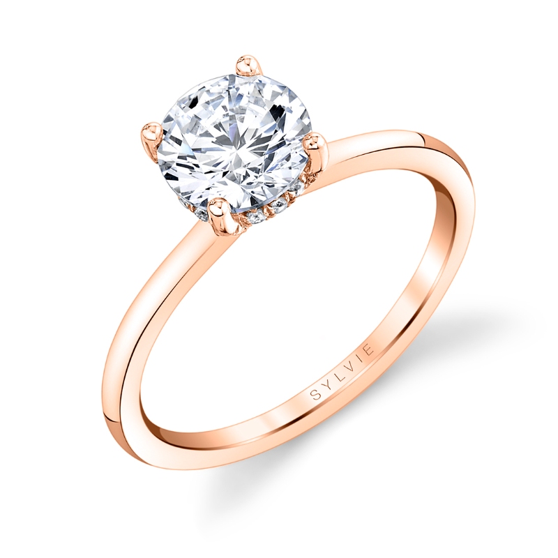 Sylvie Round Cut Hidden Halo Engagement Ring - Melany