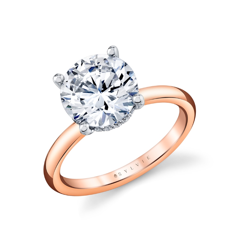 Sylvie Round Cut Solitaire Hidden Halo Engagement Ring - Feyre