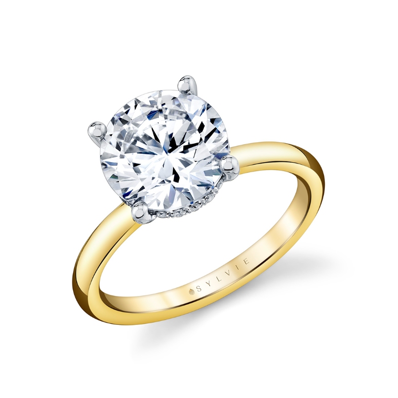 Sylvie Round Cut Solitaire Hidden Halo Engagement Ring - Feyre