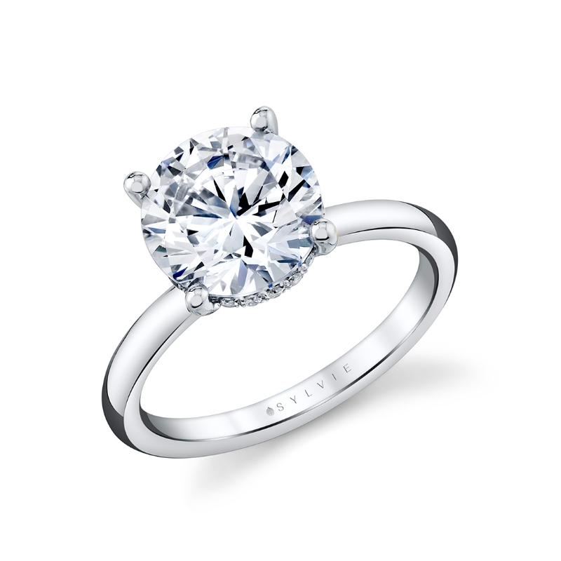 Sylvie Round Cut Solitaire Hidden Halo Engagement Ring - Feyre