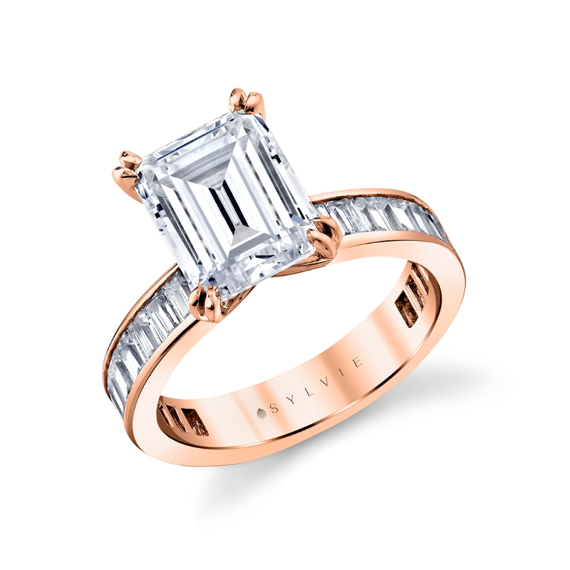 Sylvie Auravie Channel Set Baguette Engagement Ring - Amren