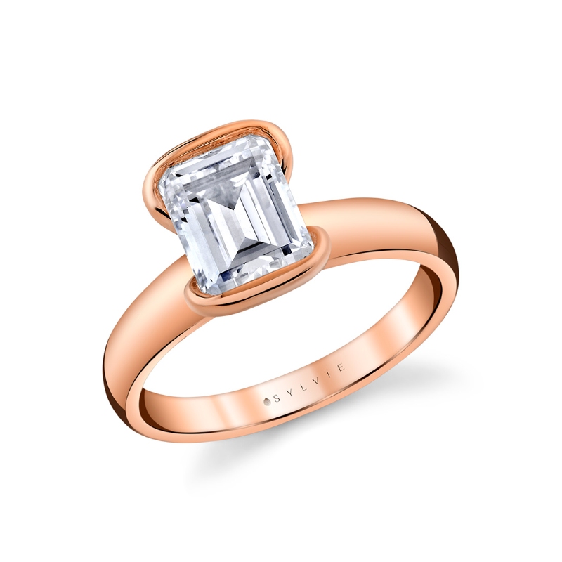 Sylvie Shell Auranova Sirena Half Bezel Solitaire Engagement Ring - Aureline