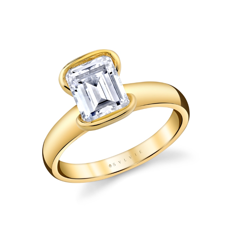 Sylvie Shell Auranova Sirena Half Bezel Solitaire Engagement Ring - Aureline