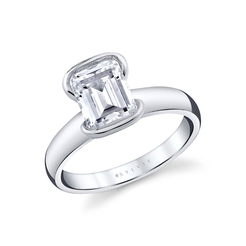 Sylvie Shell Auranova Sirena Half Bezel Solitaire Engagement Ring - Aureline