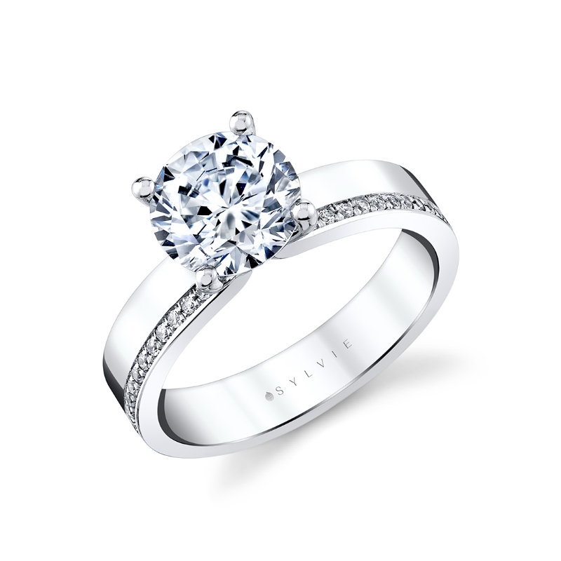 Sylvie Auravie Flush Set Diamond Two Tone Engagement Ring - Oriana