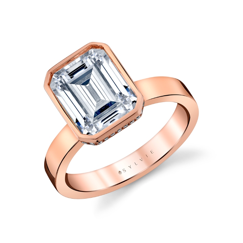 Sylvie Auravie Bezel Solitaire Hidden Halo Engagement Ring - Jean