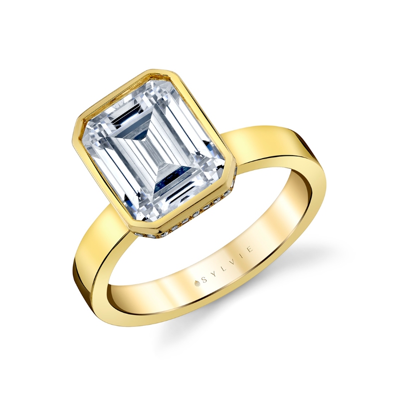 Sylvie Auravie Bezel Solitaire Hidden Halo Engagement Ring - Jean