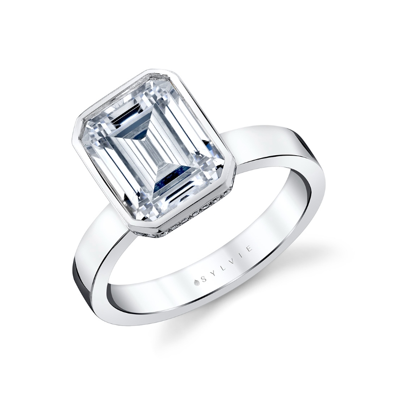Sylvie Auravie Bezel Solitaire Hidden Halo Engagement Ring - Jean