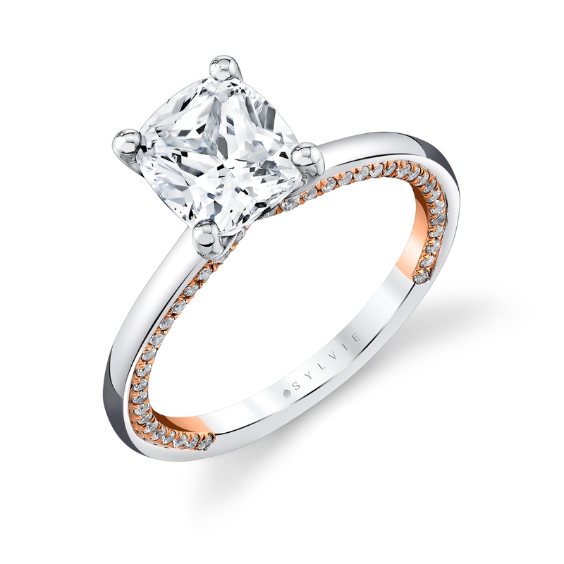 Sylvie Iconelle Solitaire Two Tone Engagement Ring - Diana