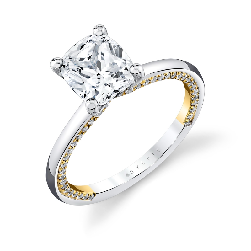 Sylvie Iconelle Solitaire Two Tone Engagement Ring - Diana