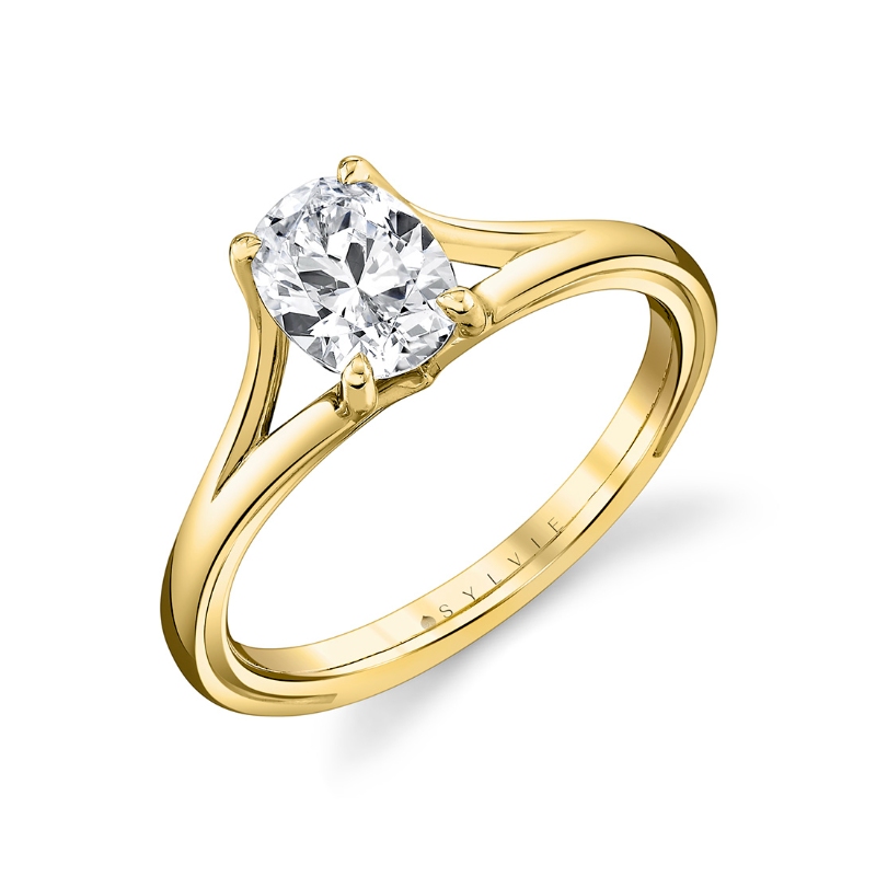 Sylvie Iconelle Solitaire Shell Taper Engagement Ring - Vera