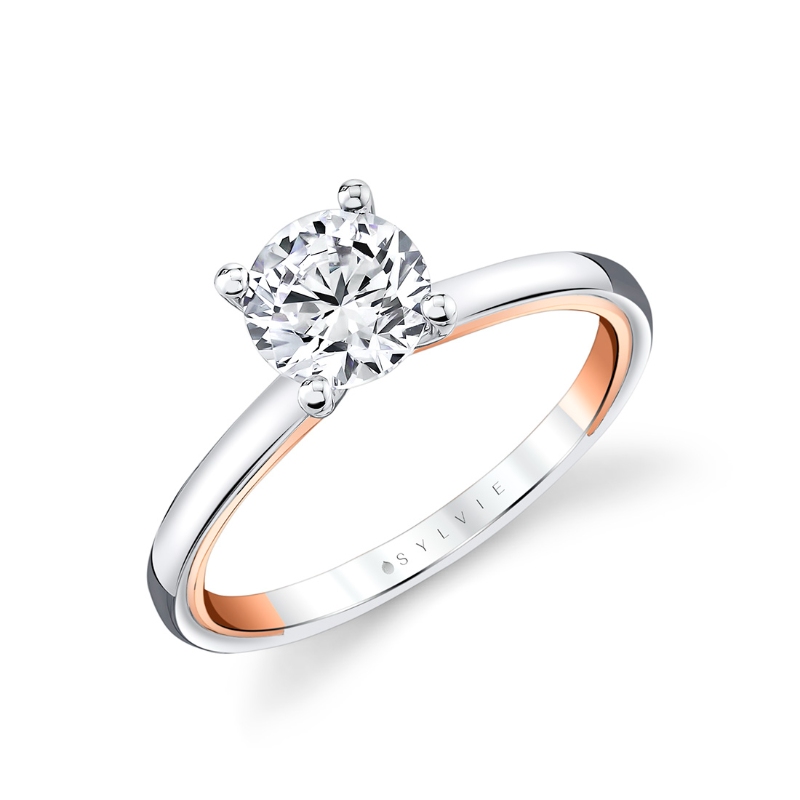 Sylvie Iconelle Solitaire Two Tone Engagement Ring - Cecily