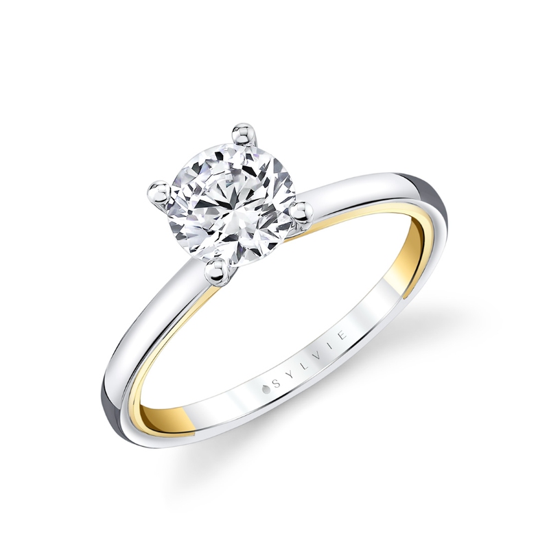 Sylvie Iconelle Solitaire Two Tone Engagement Ring - Cecily
