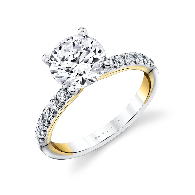 Sylvie Iconelle Halfway Pinch Two Tone Engagement Ring - Katya